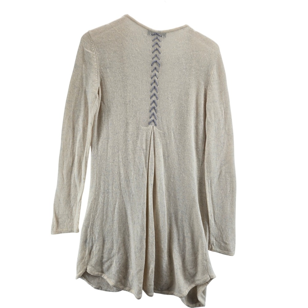 Claudia Nicole Cashmere Cardigan Cream Whipstitch Back Open Front Small